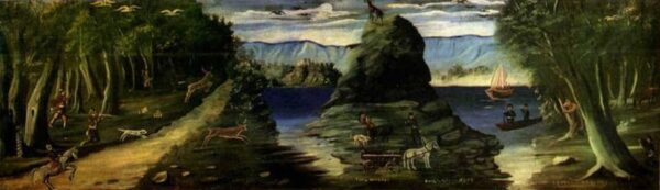 Hunting Scene With A View Of The Black Sea by Niko Pirosmani, hand-painted oil painting reproduction