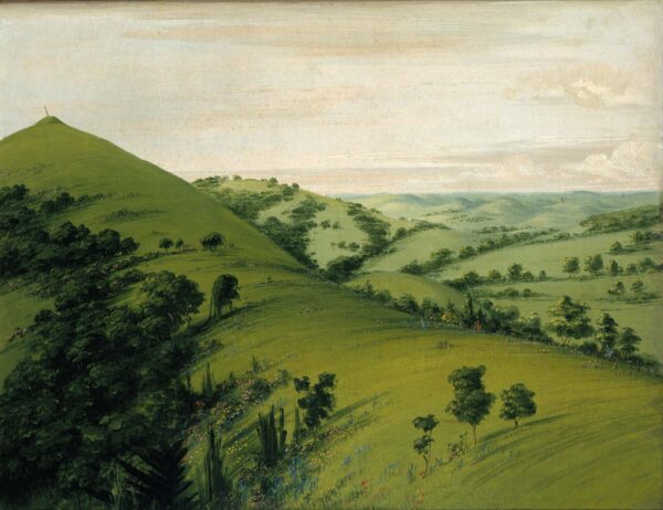 Blackbird’s Grave, a Back View, Prairies Enameled with Flowers by George Catlin, hand-painted oil painting reproduction