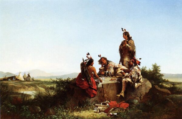 Blackfeet Card Players by John Mix Stanley, hand-painted oil painting reproduction