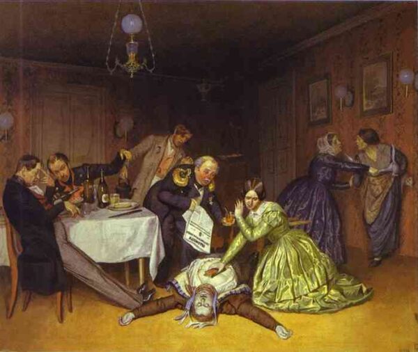 It Is Cholera To Blame by Pavel Fedotov, hand-painted oil painting reproduction