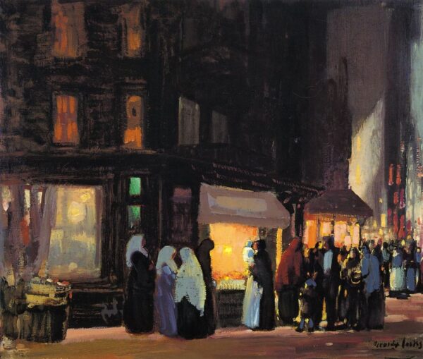 Bleeker and Carmine Streets by George Luks, hand-painted oil painting reproduction