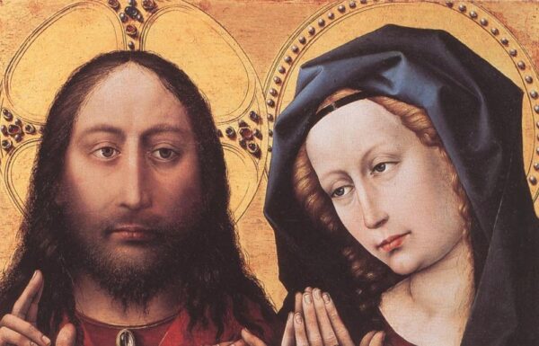 Blessing Christ and Praying Virgin by Robert Campin, hand-painted oil painting reproduction