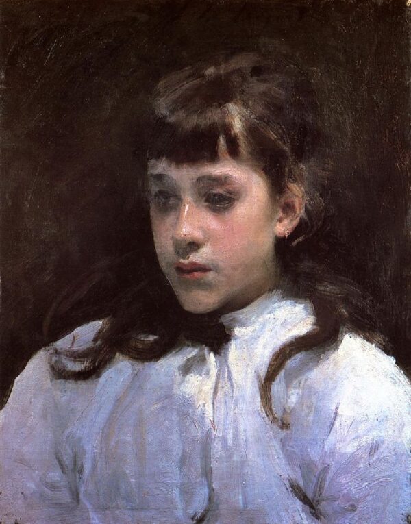 Young Girl Wearing a White Muslin Blouse by John Singer Sargent, hand-painted oil painting reproduction