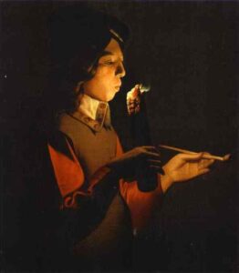 Blower With A Pipe by Georges de La Tour, hand-painted oil painting reproduction