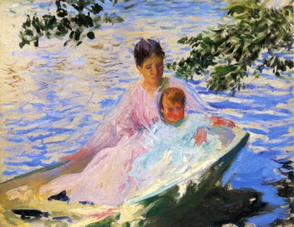 Study for ‘Mother and Child in a Boat’ by Edmund Tarbell, hand-painted oil painting reproduction