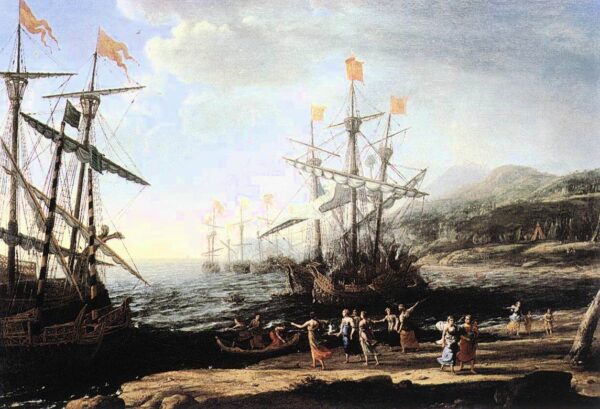 Marine with the Trojans Burning their Boats by Claude Lorrain, hand-painted oil painting reproduction