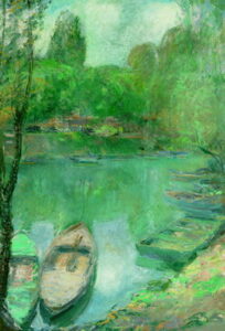 Boats Moored on a Pond by John Henry Twachtman, hand-painted oil painting reproduction
