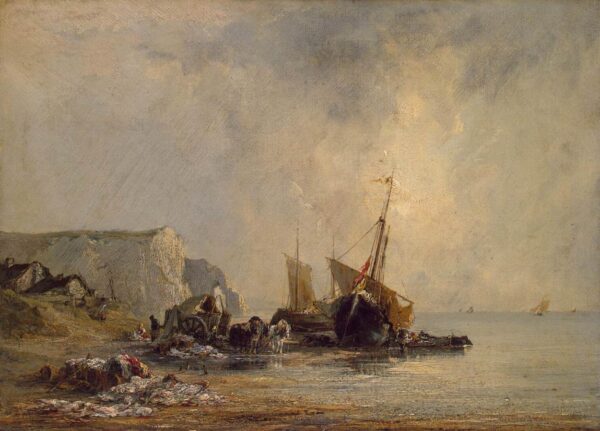 Boats near the Shore of Normandy by Richard Parkes Bonington, hand-painted oil painting reproduction