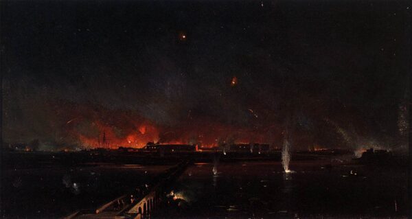 Bombardment of Marghera on the Night of May 24, 1849 by Ippolito Caffi, hand-painted oil painting reproduction