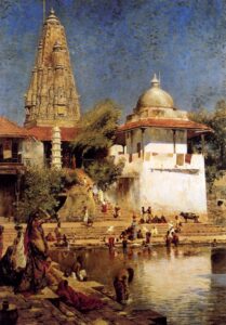The Temple And Tank Of Walkeshwar At Bombay by Edwin Lord Weeks, hand-painted oil painting reproduction