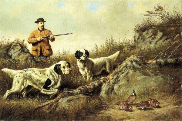 Amos F. Adams Shooting Over Gus Bondher and Son, Count Bondher by Arthur Fitzwilliam Tait, hand-painted oil painting reproduction