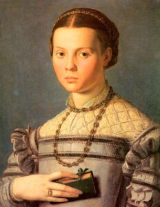 Portrait of a Young Girl with a Prayer Book by Agnolo Bronzino, hand-painted oil painting reproduction