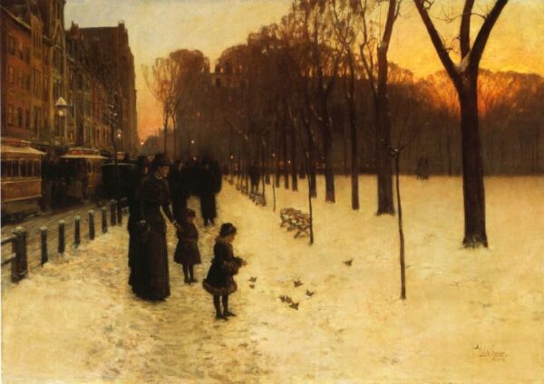 Boston Common at Twilight by Frederick Childe Hassam, hand-painted oil painting reproduction