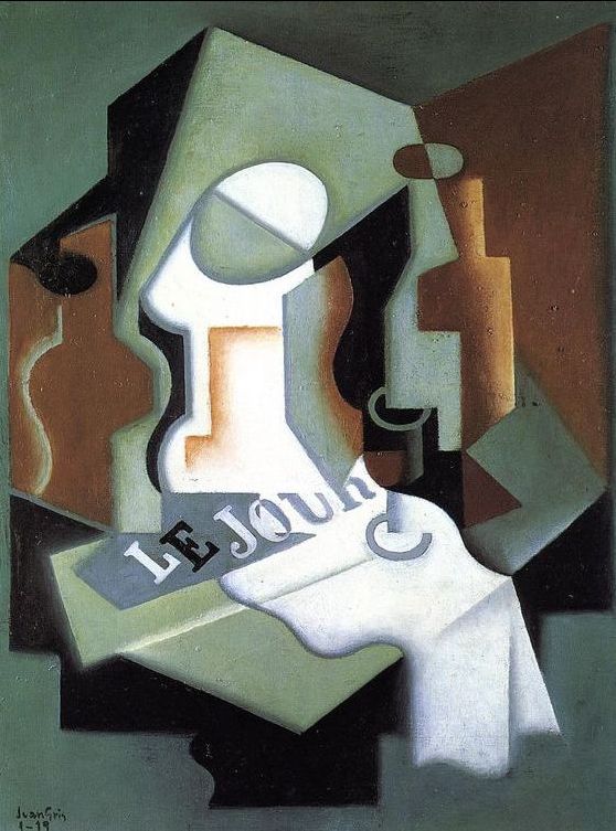 Bottle and Fruit Dish by Juan Gris, hand-painted oil reproduction