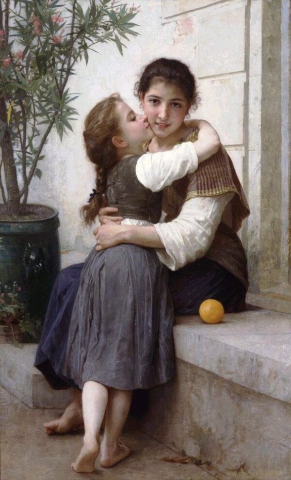 A Little Coaxing by William Bouguereau, hand-painted oil painting reproduction