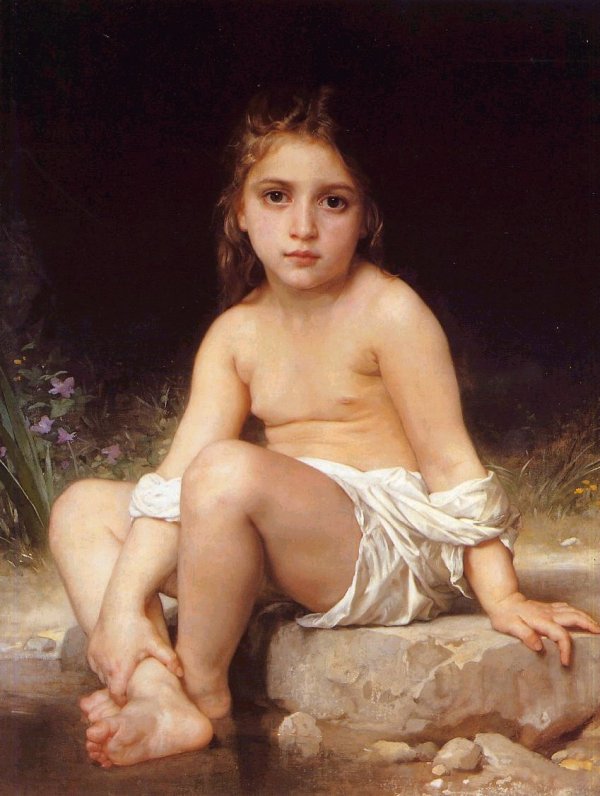 Bathing Child by William Bouguereau, hand-painted oil reproduction