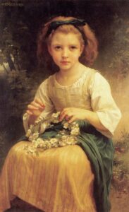 Child Braiding a Crown by William Bouguereau, hand-painted oil painting reproduction