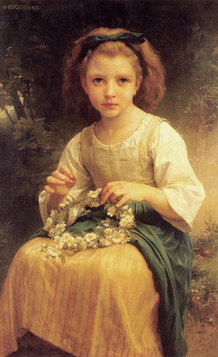 Child Braiding a Crown by William Bouguereau, hand-painted oil reproduction
