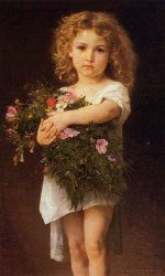 Child Carrying Flowers by William Bouguereau, hand-painted oil painting reproduction