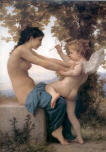 Girl Defending Herself Against Love by William Bouguereau, hand-painted oil painting reproduction