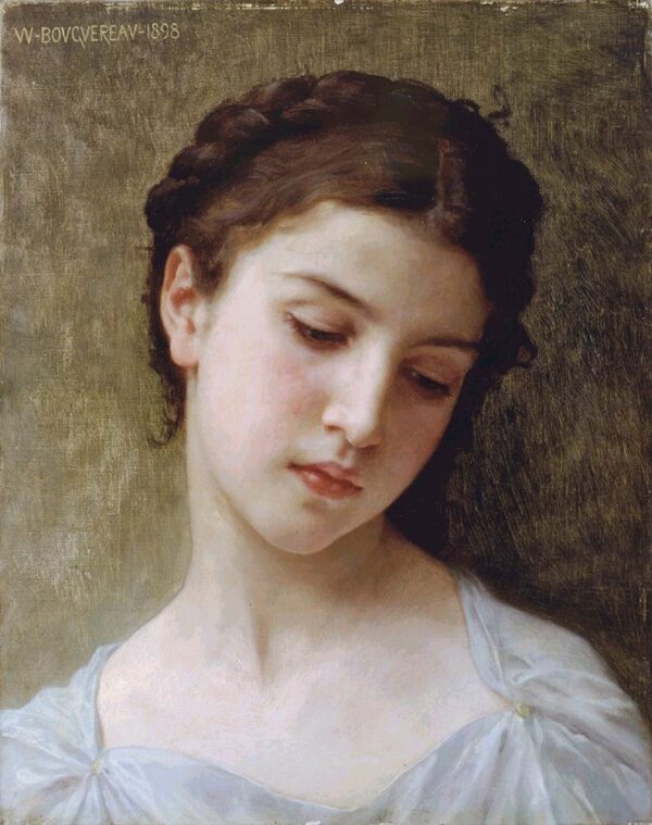 Head of a Young Girl by William Bouguereau, hand-painted oil painting reproduction