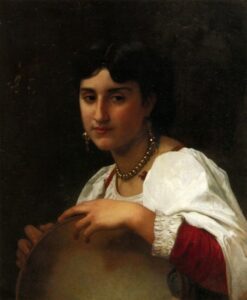 Italian Girl with Tambourine by William Bouguereau, hand-painted oil painting reproduction