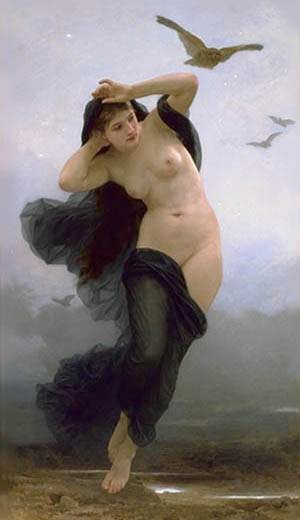 La Nuit by William Bouguereau, hand-painted oil reproduction