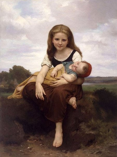 The Elder Sister by William Bouguereau, hand-painted oil reproduction