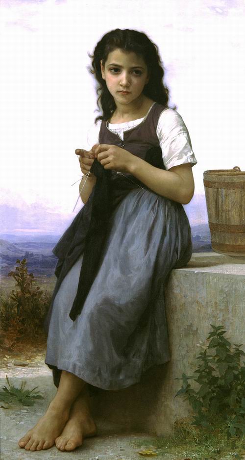 The Little Knitter by William Bouguereau, hand-painted oil reproduction