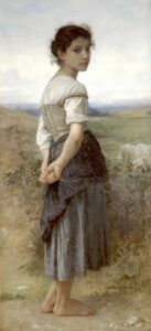 The Young Shepherdess Standing by William Bouguereau, hand-painted oil painting reproduction