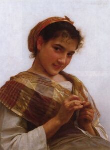 Young Girl Crocheting by William Bouguereau, hand-painted oil painting reproduction