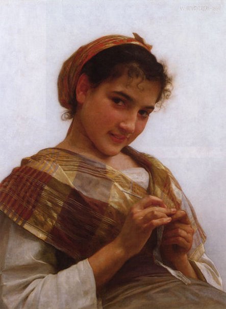 Young Girl Crocheting by William Bouguereau, hand-painted oil reproduction