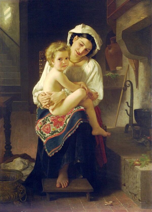 Young Mother Gazing at Her Child by William Bouguereau, hand-painted oil painting reproduction