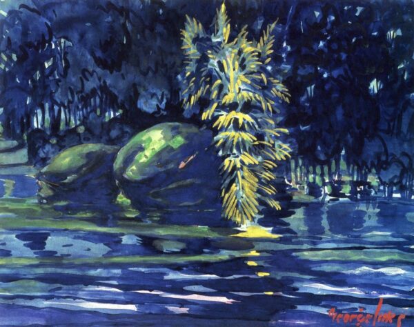 Boulders on a Riverbank by George Luks, hand-painted oil painting reproduction