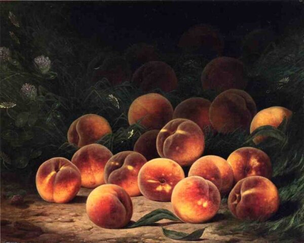 Bounty of Peaches by William Mason Brown, hand-painted oil painting reproduction