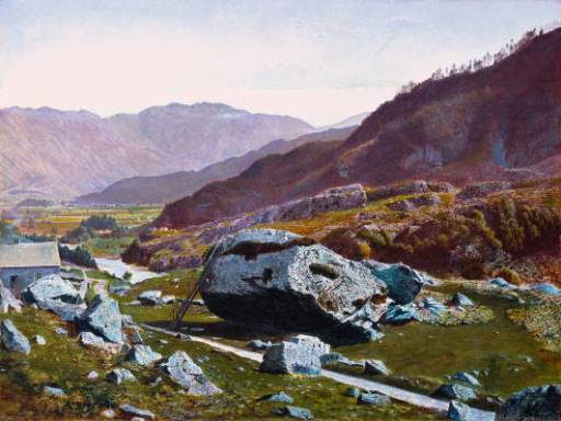 Bowder Stone, Borrowdale by John Atkinson Grimshaw, hand-painted oil reproduction