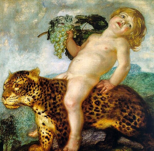 Boy Bacchus Riding on a Panther by Franz von Stuck, hand-painted oil painting reproduction