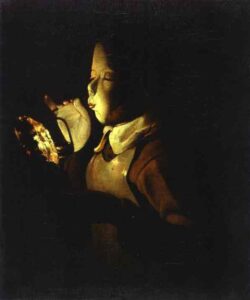 Boy Blowing At Lamp by Georges de La Tour, hand-painted oil painting reproduction