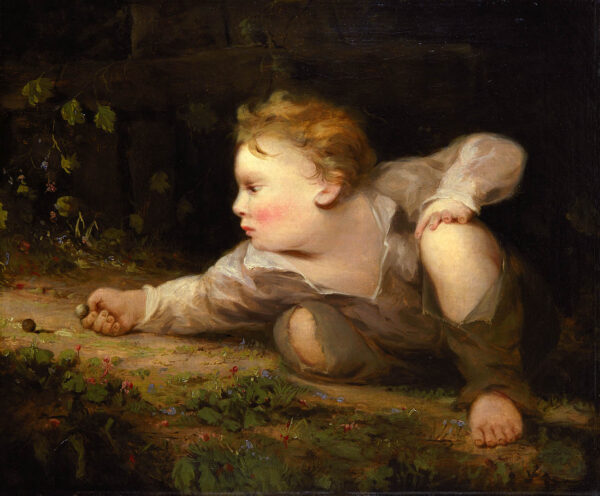 Boy Playing Marbles by David Gilmour Blythe, hand-painted oil painting reproduction