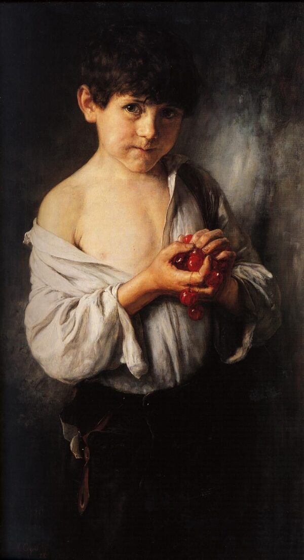 Boy with Cherries by Nikolaos Gyzis, hand-painted oil reproduction