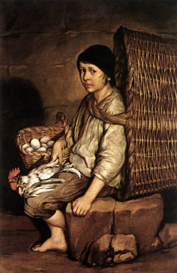 Boy with a Basket by Giacomo Ceruti, hand-painted oil painting reproduction