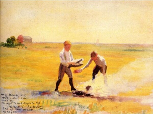 Boys by a Fire by Thomas Pollock Anshutz, hand-painted oil painting reproduction