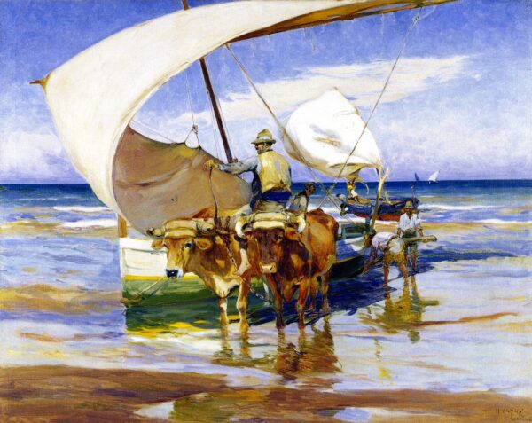 Bracing the Boats by Mathias J Alten, hand-painted oil painting reproduction
