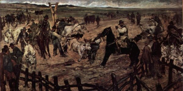 Branding of Young Bulls in Maremma by Giovanni Fattori, hand-painted oil painting reproduction