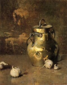 Brass Jar with Onions by Emil Carlsen, hand-painted oil painting reproduction