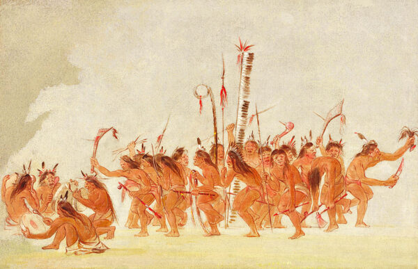 Braves’ Dance, Ojibwa by George Catlin, hand-painted oil painting reproduction