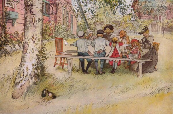 Breakfast under the Big Birch by Carl Larsson, hand-painted oil painting reproduction