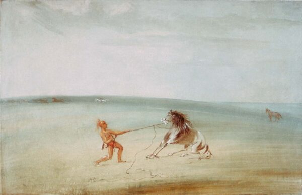 Breaking Down the Wild Horse by George Catlin, hand-painted oil painting reproduction