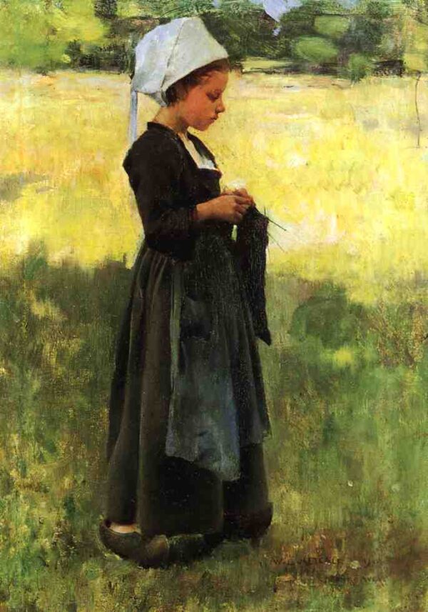 Breton Girl by Willard Metcalf, hand-painted oil painting reproduction