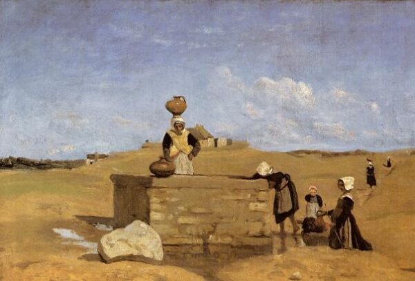 Breton Women at the Well by Jean Baptiste Camille Corot, hand-painted oil painting reproduction